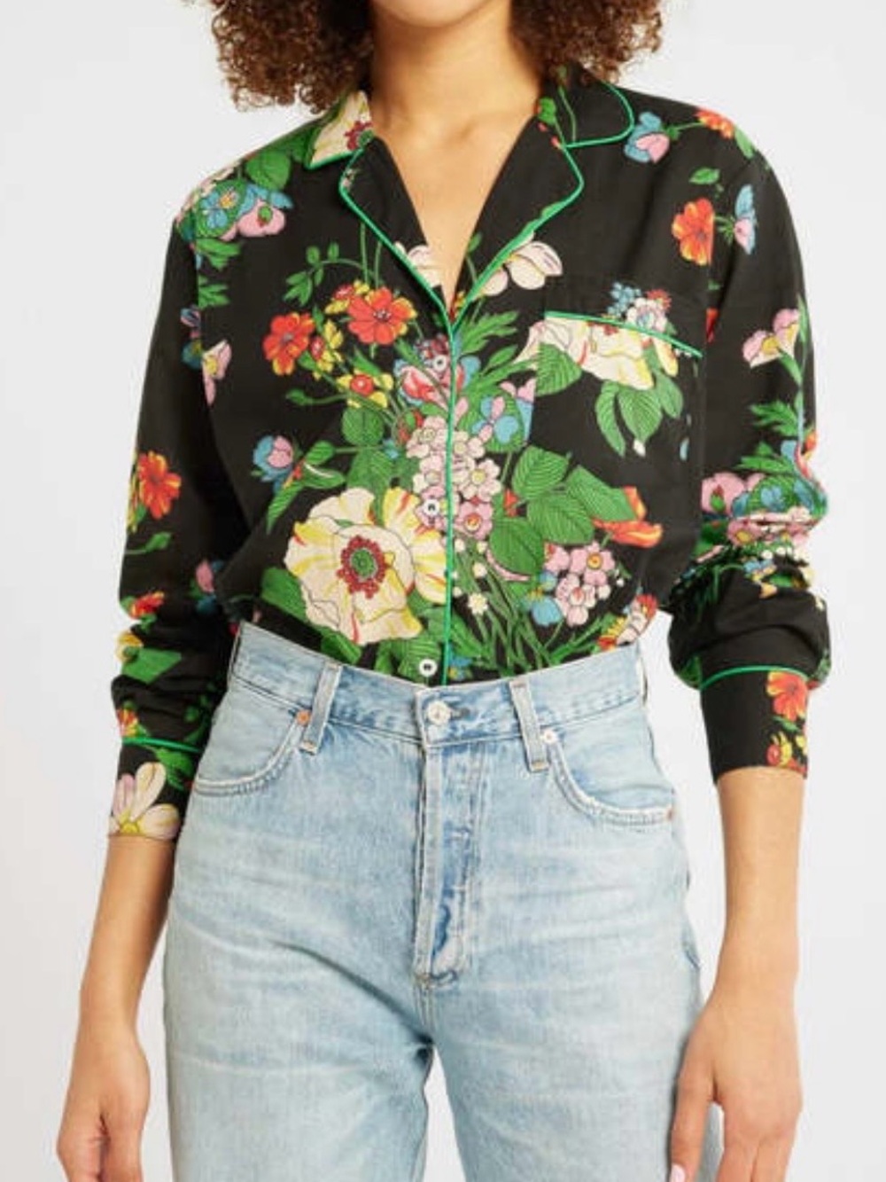Anthropologie Mille 100% Cotton Iris Top in Finale Sz M Floral  Botanical